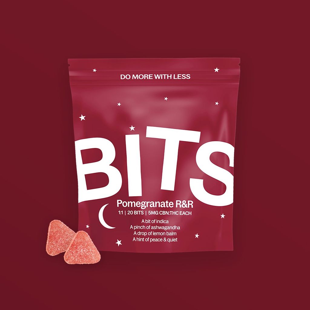 Bits Pomegranate R&R 1:1 THC/ CBN Gummies 20pk 100mg