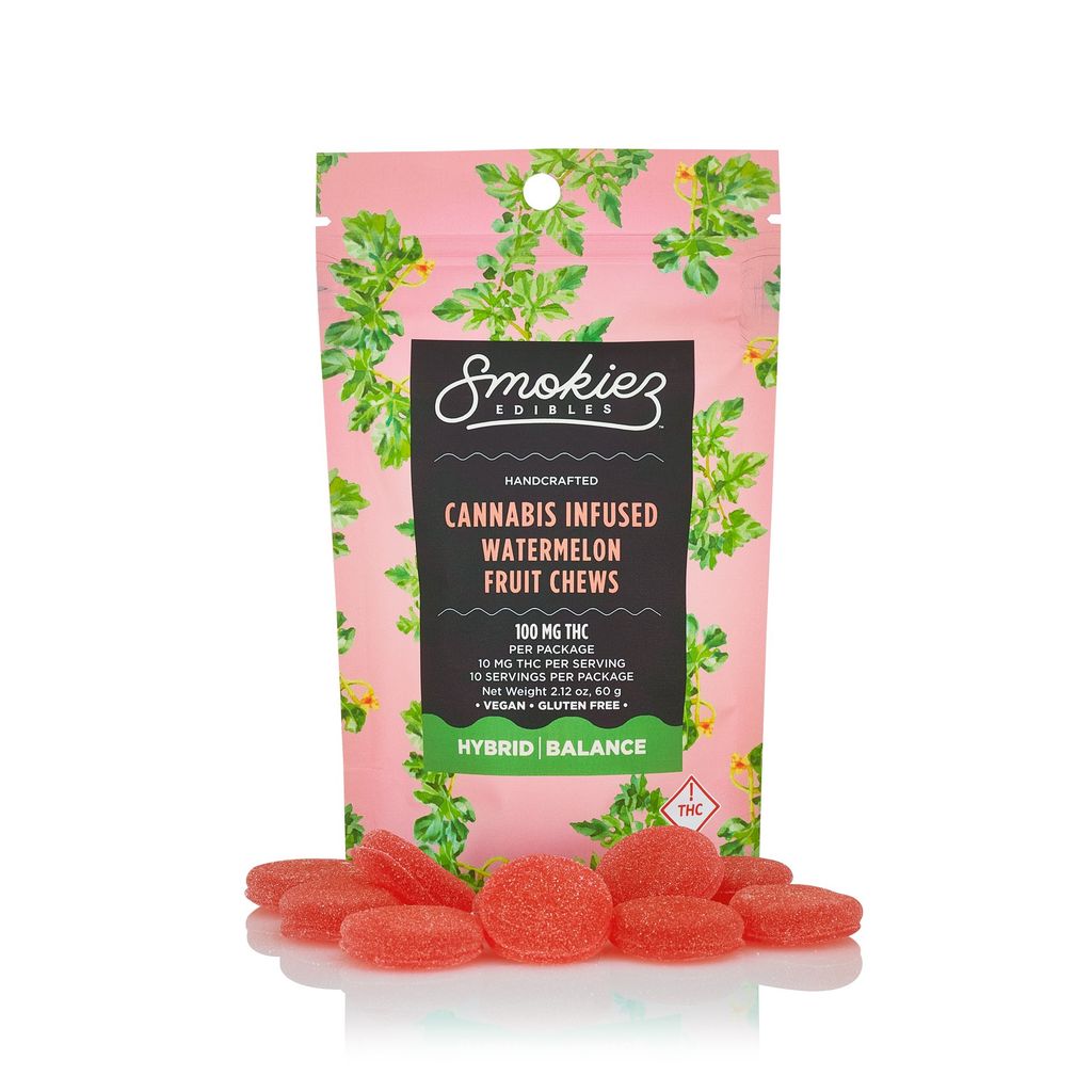 Smokiez Sweet Watermelon Fruit Chews Gummies 10pk 100mg