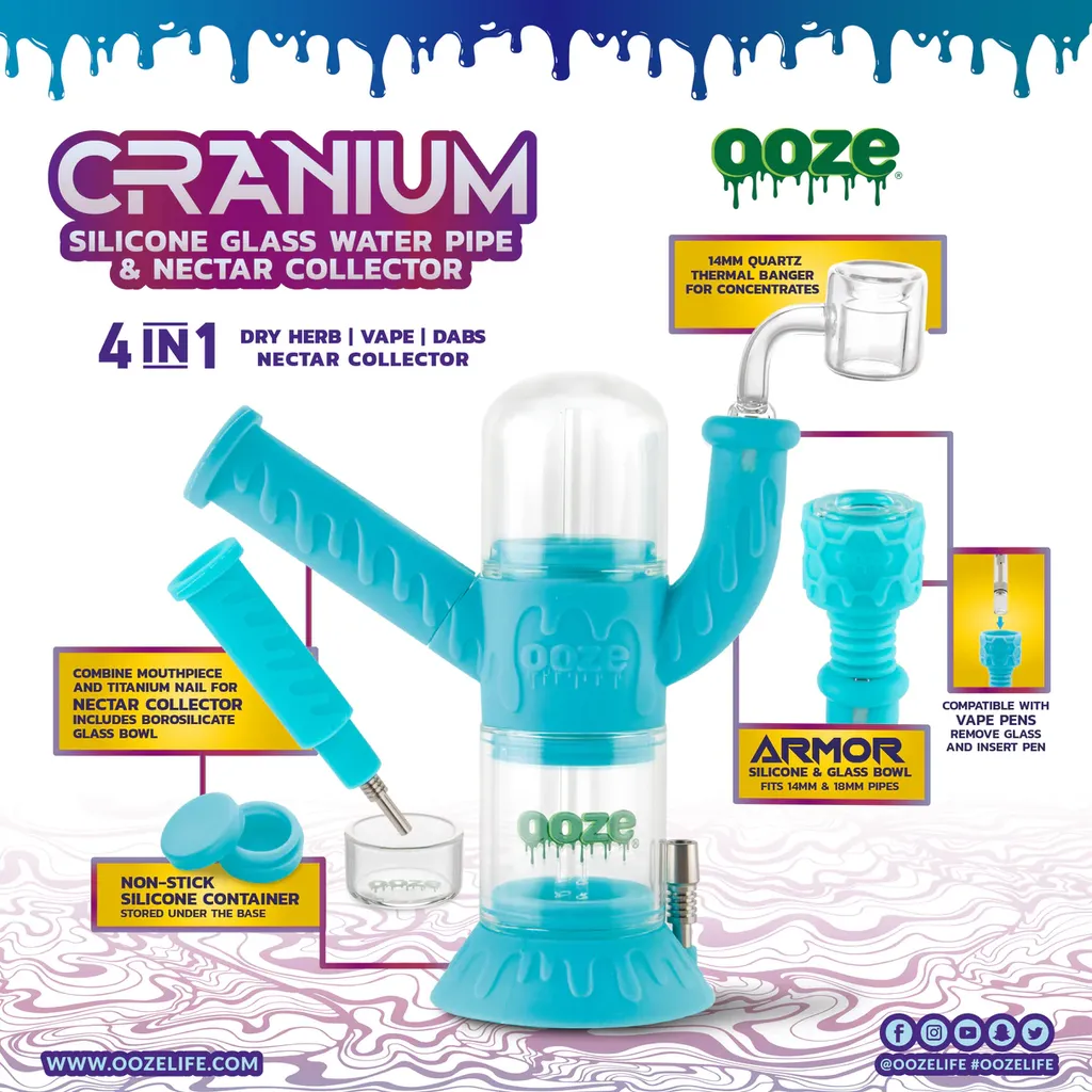 ~ Cranium Silicone 4-in-1 Hybird Water Pipe Ooze
