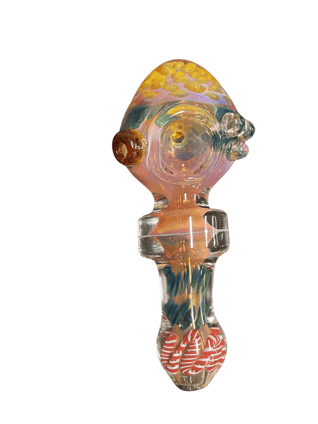 ~ 5" Gold Fumed Honeycomb Multicolor Pipe Cannatron