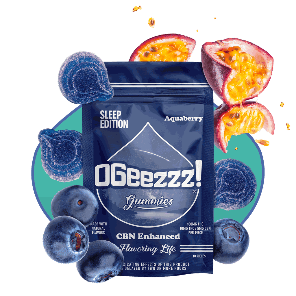 OGeez Sleep Edition Aquaberry 2:1 | THC : CBN Gummies 100mg
