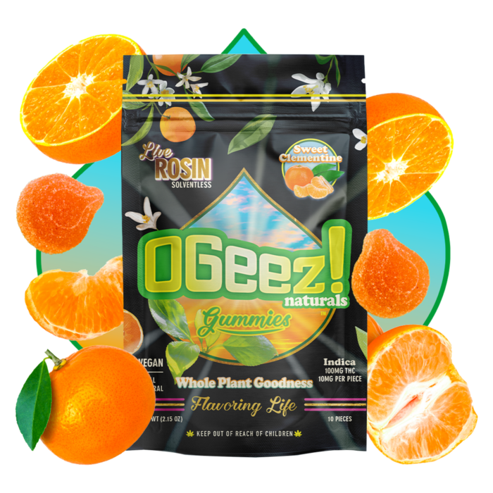 OGeez Naturals (v) Sweet Clementine Live Rosin Gummies 100mg 10pk