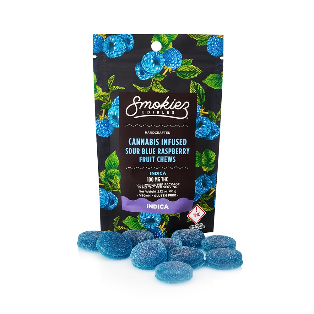 Smokiez Sour Blue Raspberry Gummies 100 mg