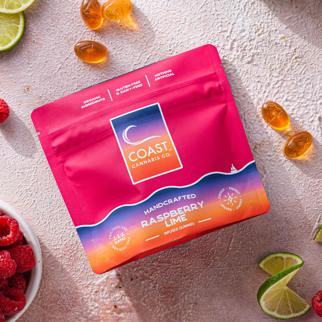 Energy I Raspberry Lime Gummies I 5:5:5 THCv:CBD:T Coast Cannabis Co™