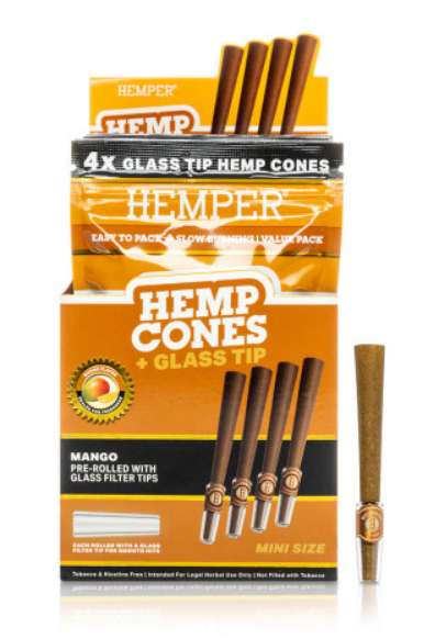 Hemp Pre-Rolled Cones with Glass Tip Mini Size (4p Hemper