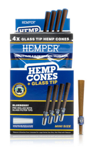 Hemp Pre-Rolled Cones with Glass Tip (Blueberry) 4 Hemper