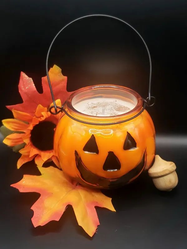 Rustic Glass Pumpkin- Jack O' Pumpkin [10oz] Crafty Cauldron Candle