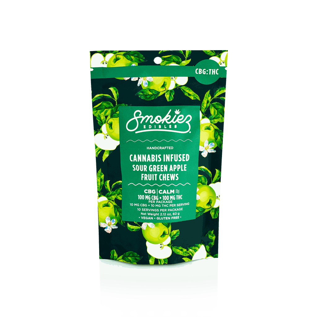Smokiez Sour Green Apple 1:1 THC:CBG Gummies 100mg