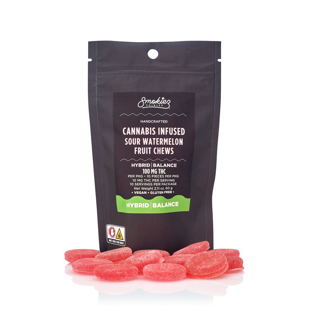 Smokiez Sour Watermelon Fruit Chews 10pk 100mg
