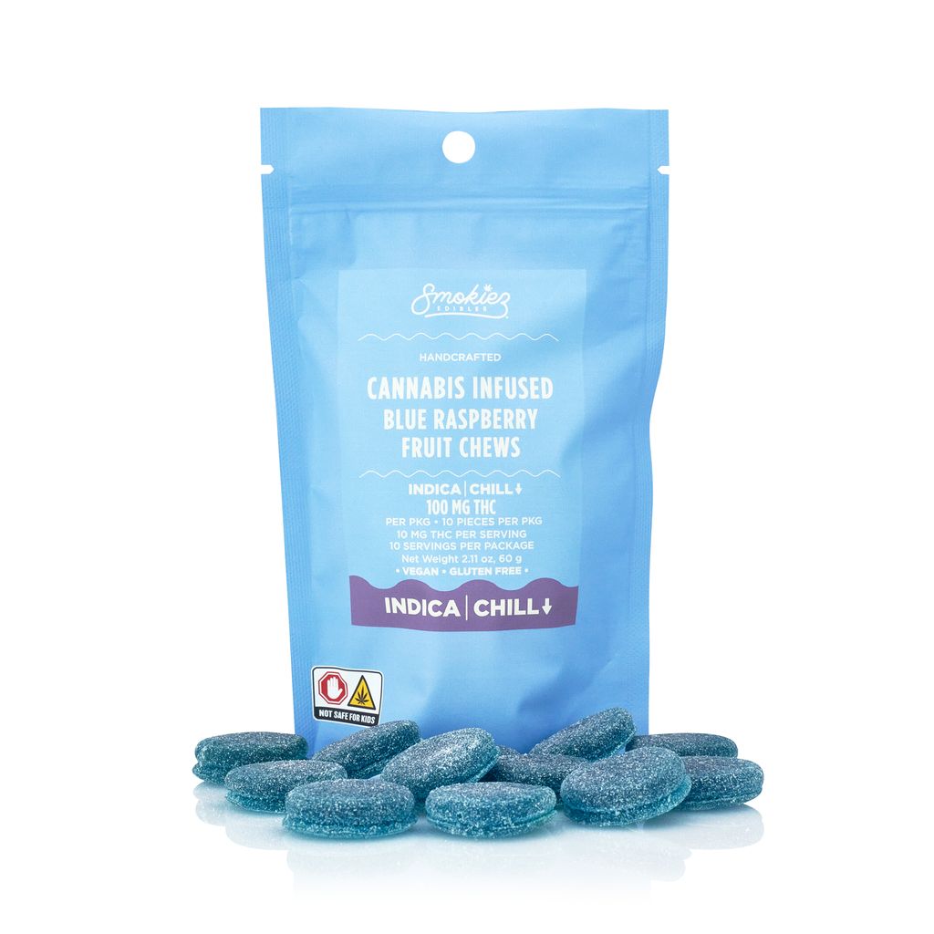 Smokiez Blue Raspberry Fruit Chews 10pk 100mg