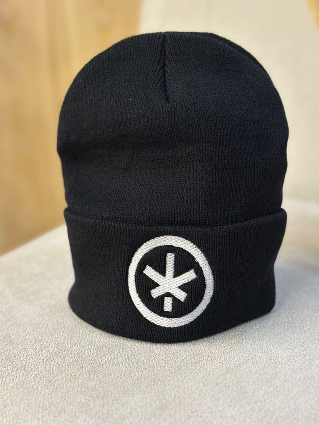 Black Beanie With Cuff White Icon IGNITED CULTURE