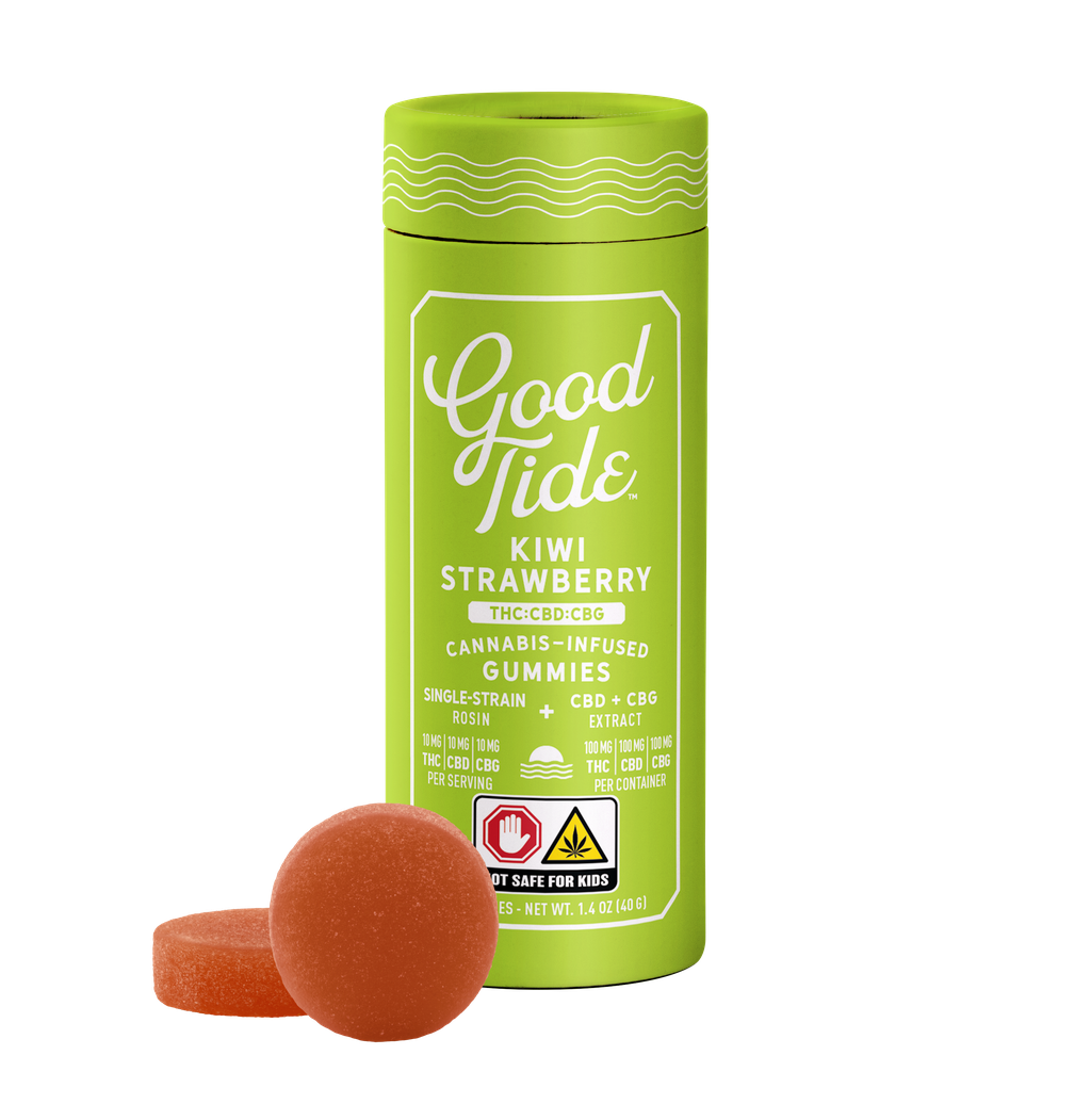 Good Tide Kiwi Strawberry 1THC:1CBD:1CBG Gummies 100mg/10pk