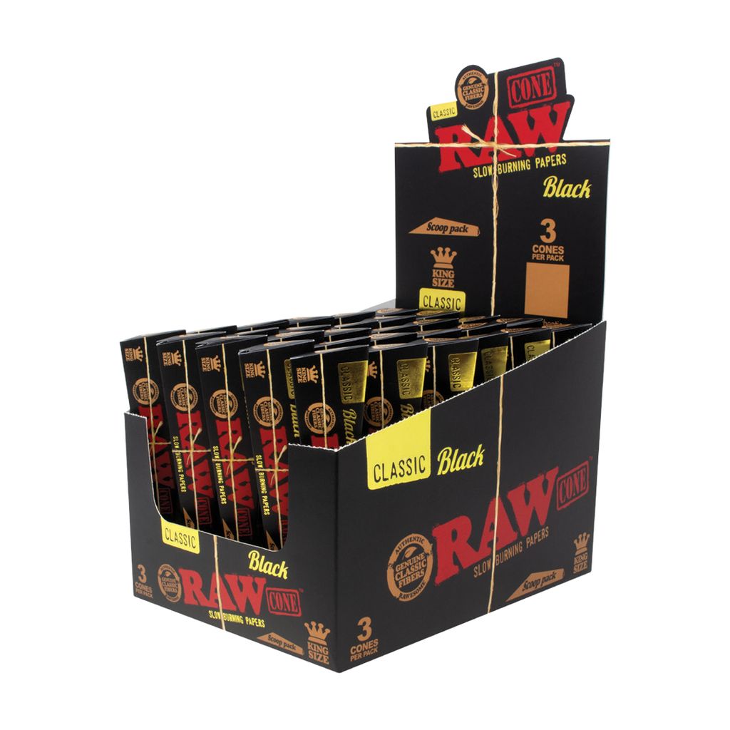 Raw Black | King Size Cones 3pk Scoop Pack