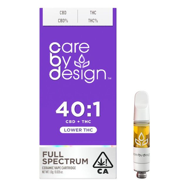 40:1 CBD + Lower THC Full Spectrum Vape Cartridge  Care By Design
