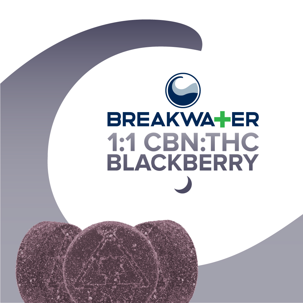 Breakwater 1:1 CBN:THC Blackberry Gummies 100mg 10pk