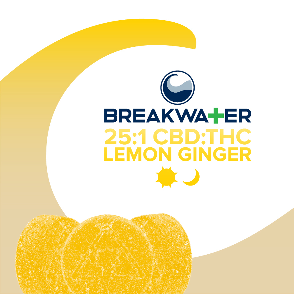 Breakwater 25:1 CBD:THC Lemon Ginger Gummies 100mg 10pk