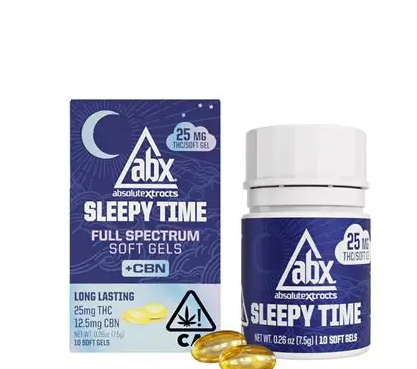 Solventless and CBN Soft Gels 25mg THC 1ct -Sleepy ABX
