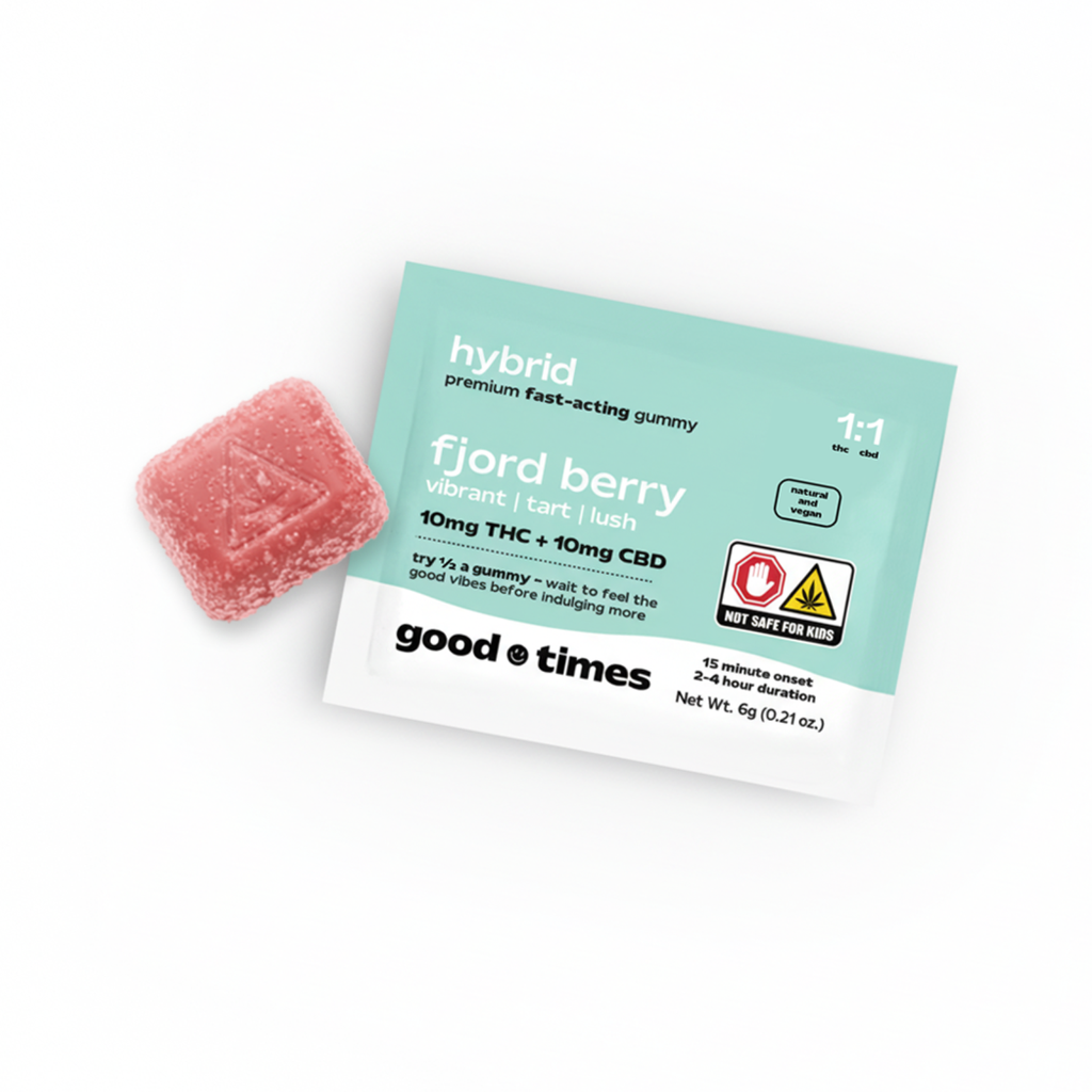 Good Times Fjord Berry 1:1 THC:CBD Fast Acting Gummies 10mg single