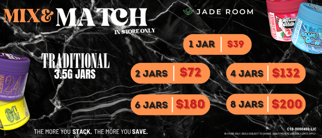 Cannabis Promo, Cannabis Sales, Cannabis Discounts, Cannabis on Sale, Traditional 3.5g Jars