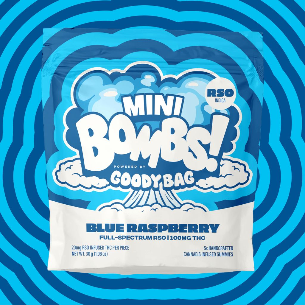 Goody Bag Blue Raspberry Mini Bomb RSO Gummy 100mg, 5pk