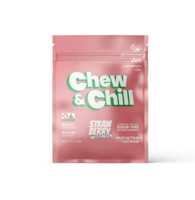 Chew & Chill Strawberry Watermelon | 2THC:1CBG Gummies 100mg/10pk