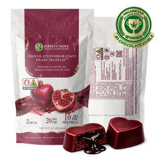 Pomegranate Heart Truffles | Belgian Dark | 2pk 20 Jersey Canna
