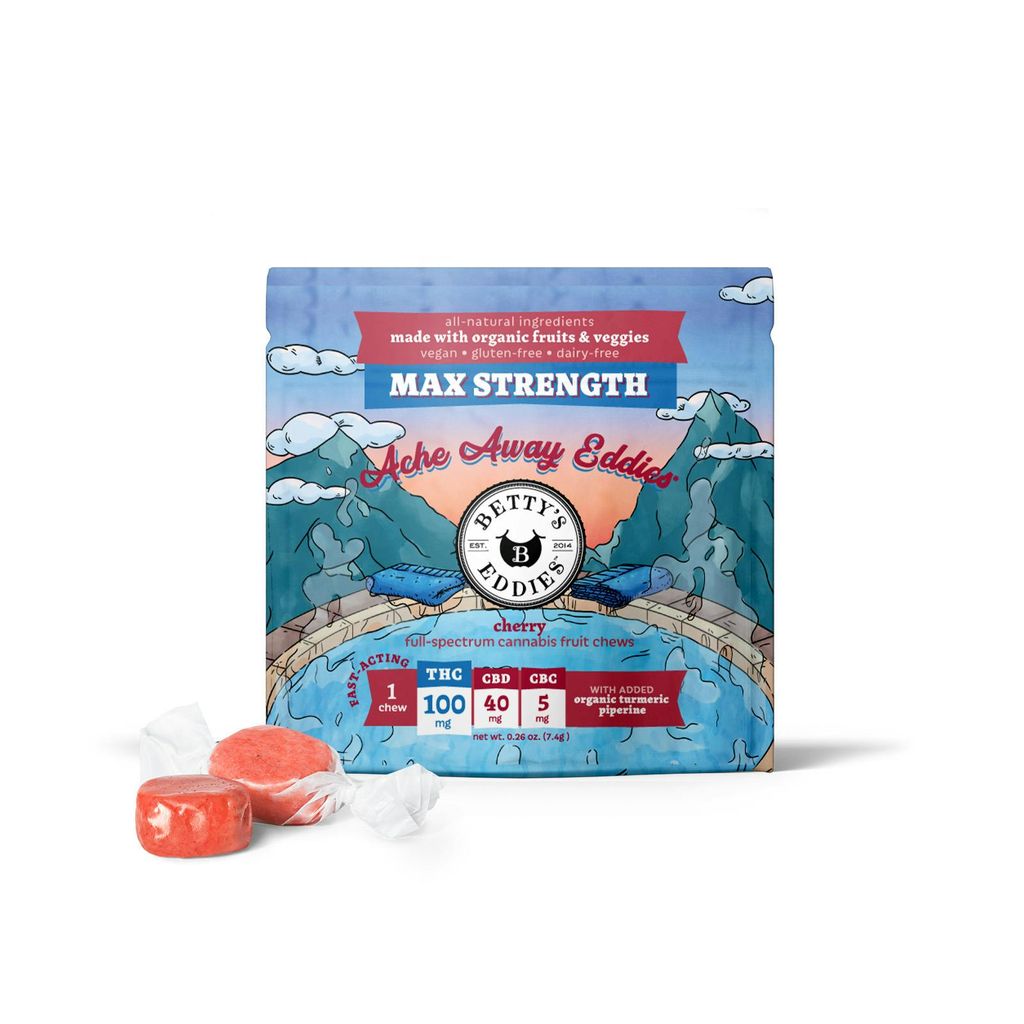 Betty's Eddies Cherry Ache Away Max Strength Fruit Chew 100mg, 1pk