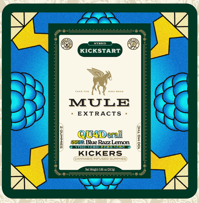 Sour Blue Razz Lemon (QU4Derall) 1:1:2:1 THC:CBD:CBC:CBG Kicker Mule Extracts