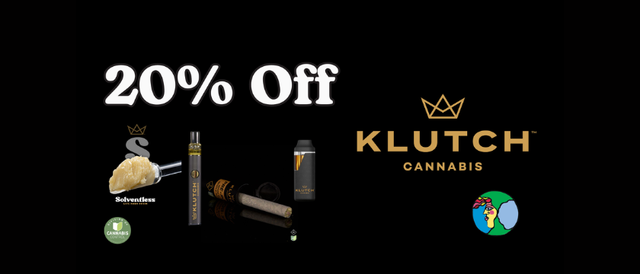 Cannabis Promo, Cannabis Sales, Cannabis Discounts, Cannabis on Sale, 20% Off Klutch
