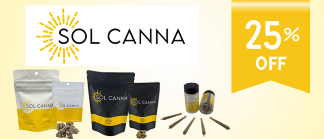 Cannabis Promo, Cannabis Sales, Cannabis Discounts, Cannabis on Sale, 25% Off Sol Canna