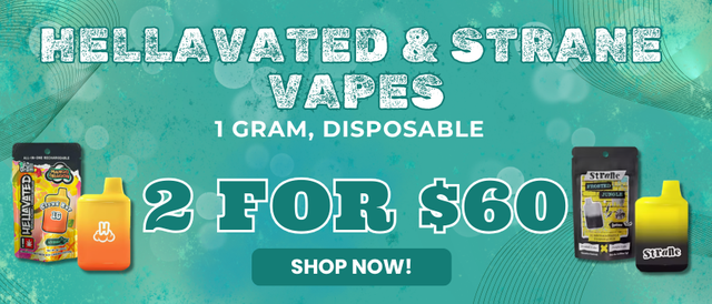 Cannabis Promo, Cannabis Sales, Cannabis Offers, Cannabis on Sale, HELLEVATED AND STRANE - 1G DISPOSABLES - 2 FOR $60