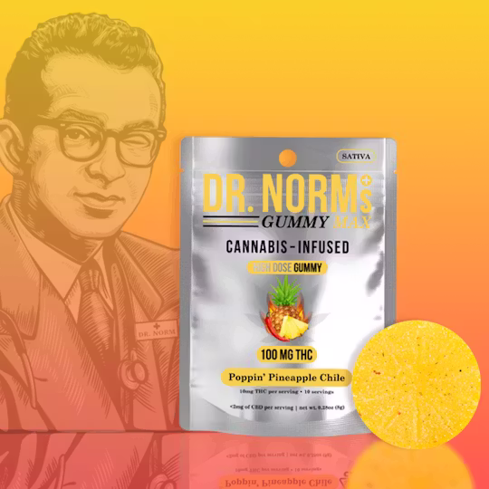 Dr. Norm's Poppin Pineapple Chile MAX Single Gummy 100mg