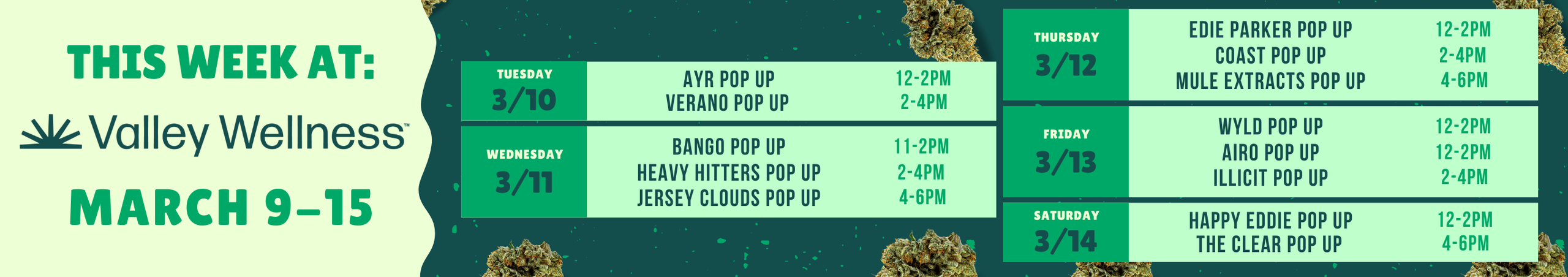 Cannabis Promo, Cannabis Sales, Cannabis Discounts, Cannabis on Sale, This Week, 3/9-3/15