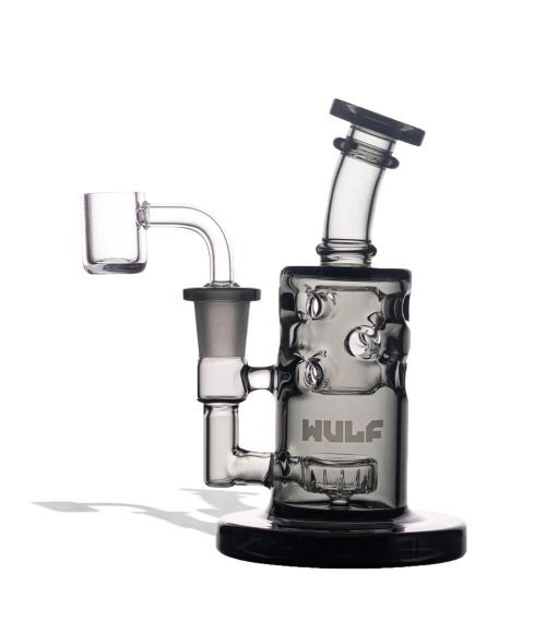 Wulf Glass Shift 14mm Rig w Quartz Banger - Smoke Wulf