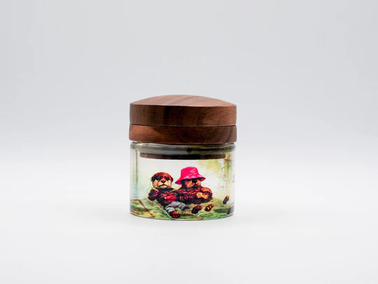 Grinder Stash Jar "Joint Hands" By Joaquin Carreno Zzz Collective