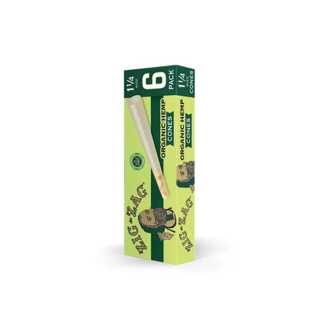 Organic Hemp 1 1/4 Cones 6ct Zig Zag