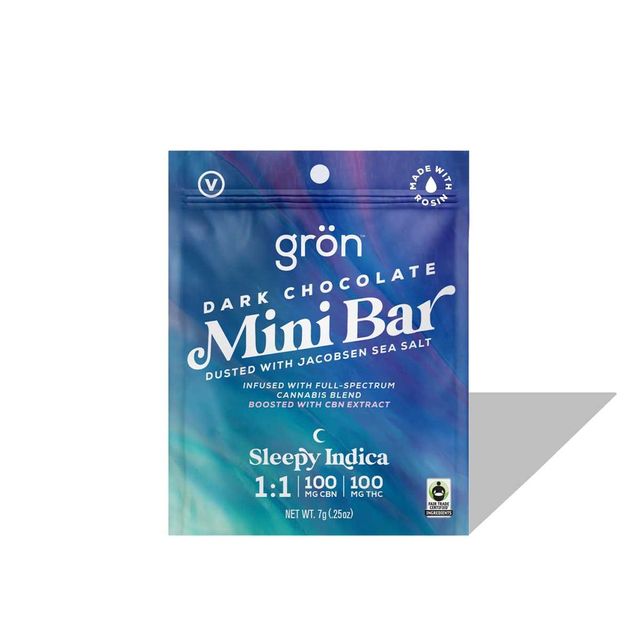 Dark Chocolate Sea Salt Mini Bar 1:1 CBN:THC Grön