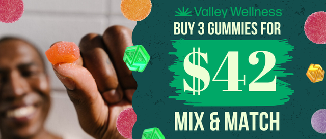 Cannabis Promo, Cannabis Sales, Cannabis Discounts, Cannabis on Sale, Buy 3 Gummies for $42, Mix and Match!