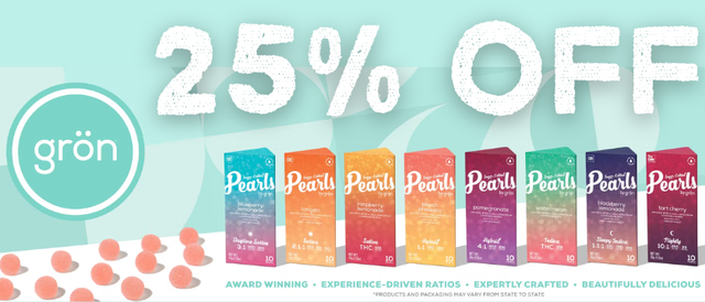 Cannabis Promo, Cannabis Sales, Cannabis Discounts, Cannabis on Sale, 25% Off Grön Edibles