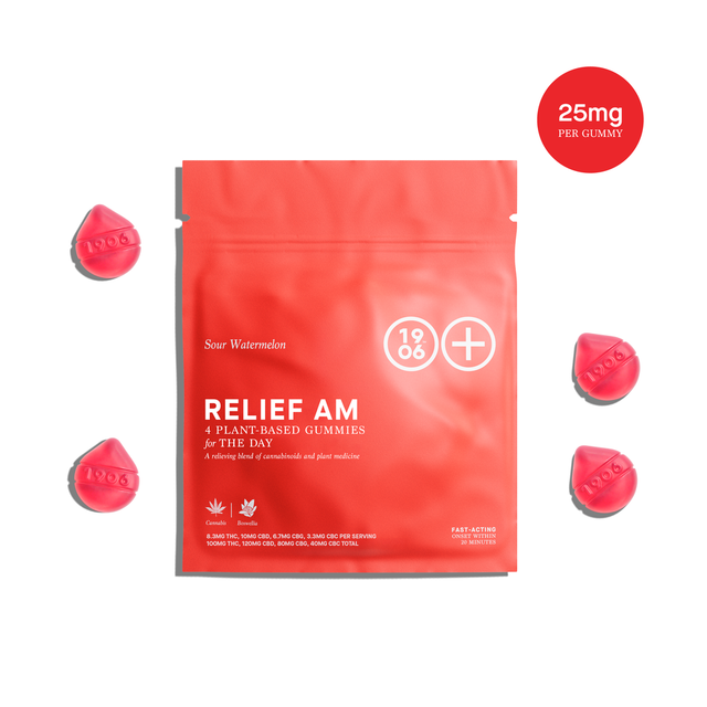 Relief AM Sour Watermelon 100mg Gummies 1906