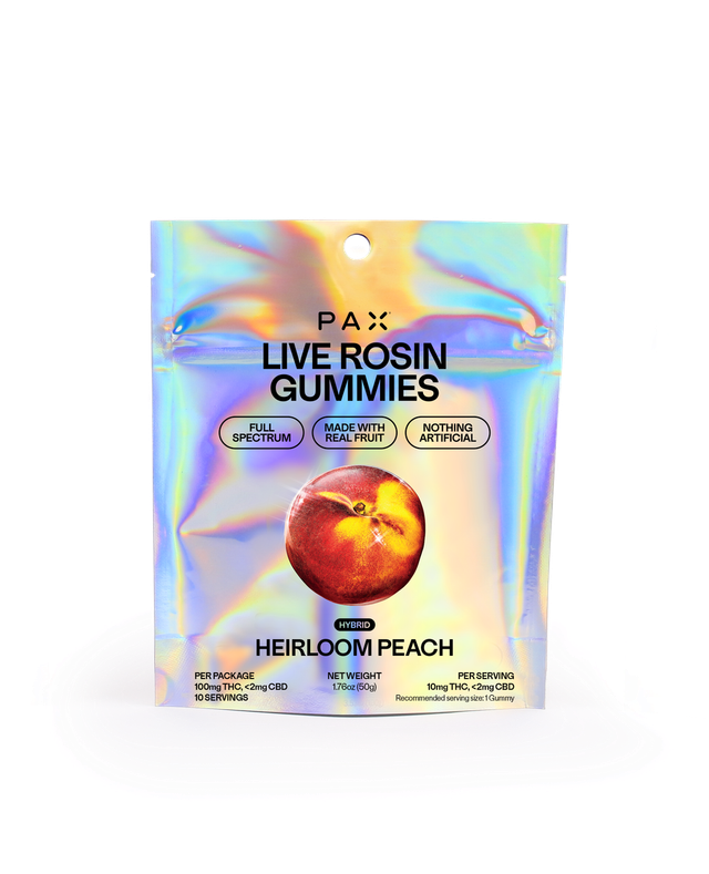 Heirloom Peach 100mg Live Rosin Gummies PAX