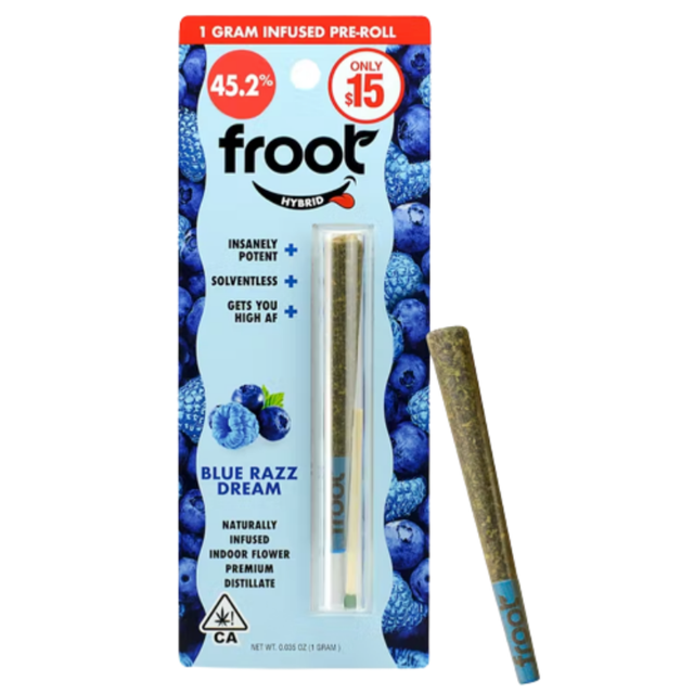Blue Razz Dream Distillate Infused Pre-Roll Froot