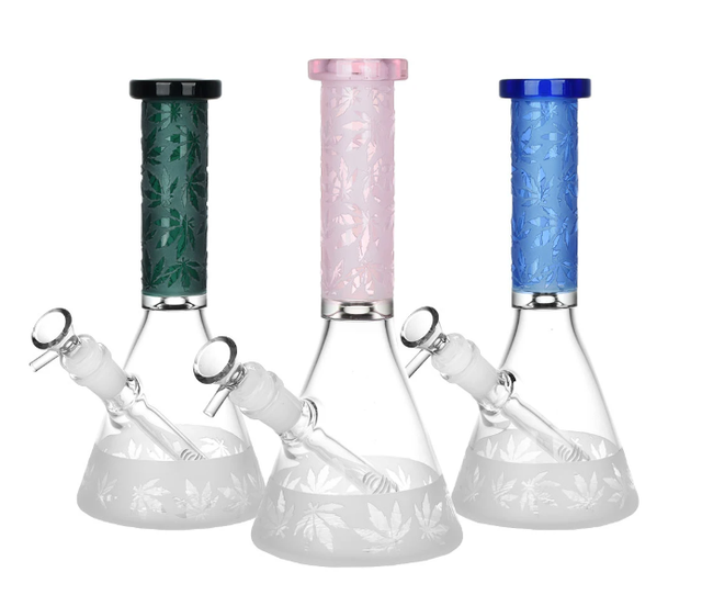 Harmonic Hemp Leaf Glass Beaker Water Pipe AFG Distribution