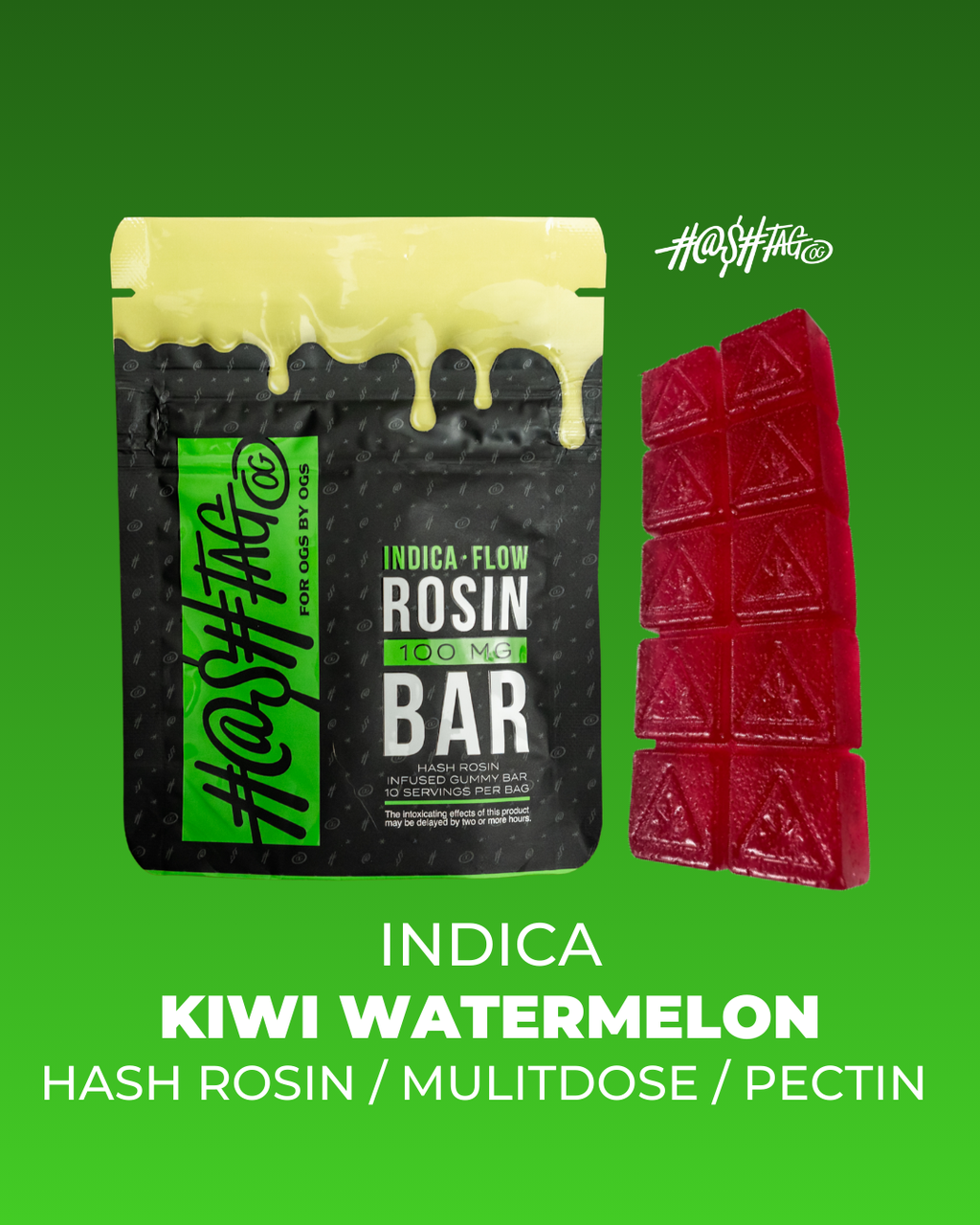 HashtagOG Kiwi Watermelon Gummy Bar 100mg