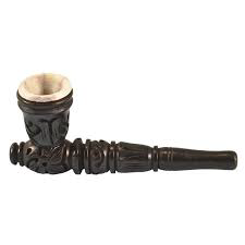 Gothic Stone Bowl Carved Wood Smoking Pipe | 4" Grav