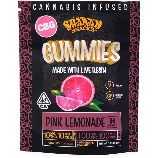 Pink Lemonade 1:1 THC:CBG 10 Pack Gummies Shaman Snacks