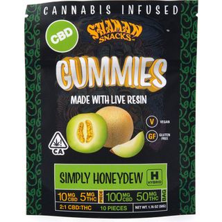 Simply Honeydew 2:1 CBD:THC 10 Pack Gummies Shaman Snacks
