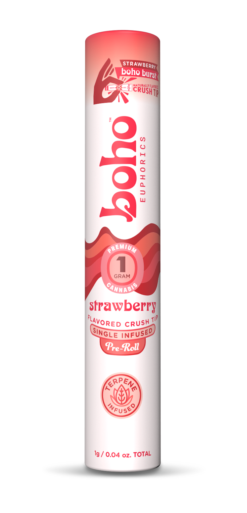 Boho Euphorics Strawberry | Single Infused Pre Roll 1g