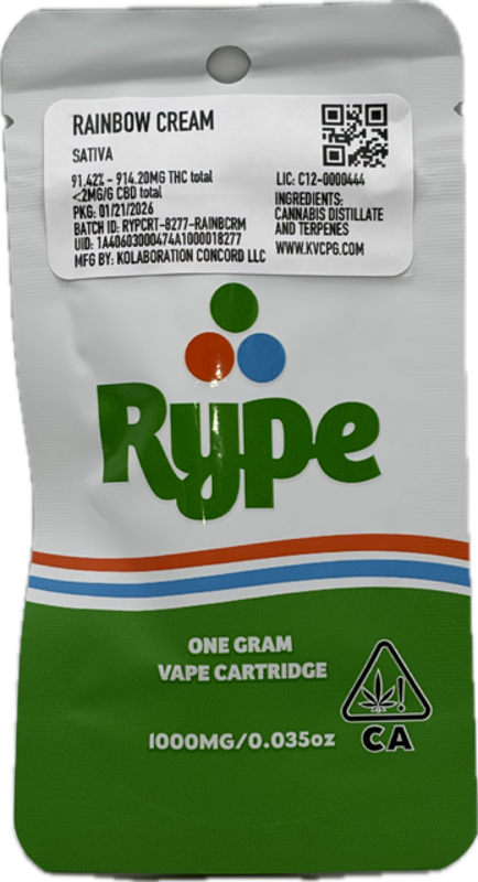 Buy Rainbow Cream Distillate 1g Cartridge online - Rio Vista Farms | Rio  Vista