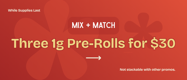 Cannabis Promo, Cannabis Sales, Cannabis Discounts, Cannabis on Sale, Three 1g Pre-Rolls for $30